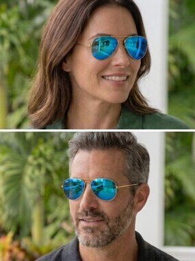 Ray-Ban RB3025 112/17 Gold Frame Sunglasses with Blue Flash Mirrored Lenses